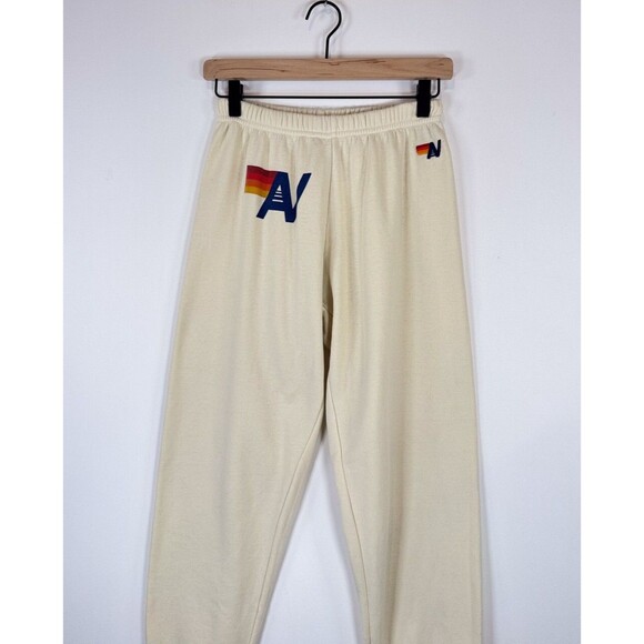 Aviator Nation Cream Track Pants with Rainbow Detail - Picture 7 of 12